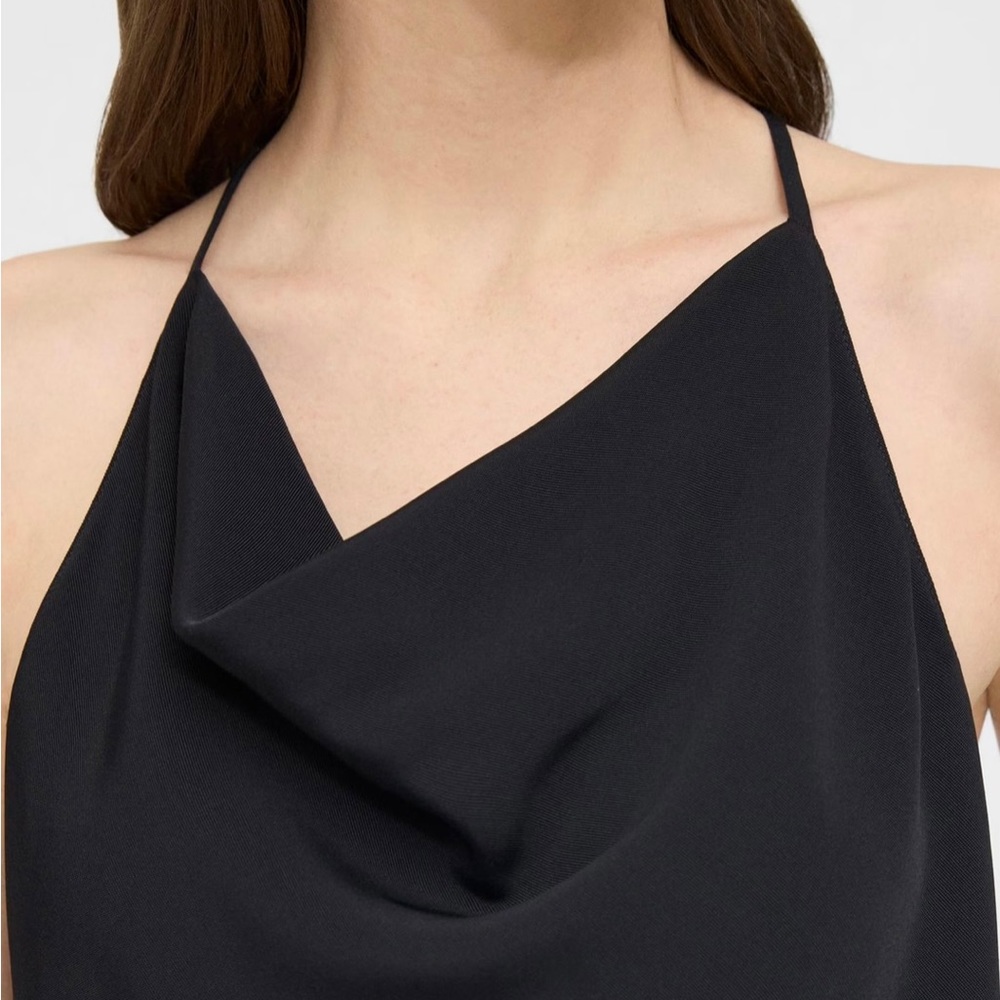 Theory Black Draped Halter Tank Top - Picture 2 of 6